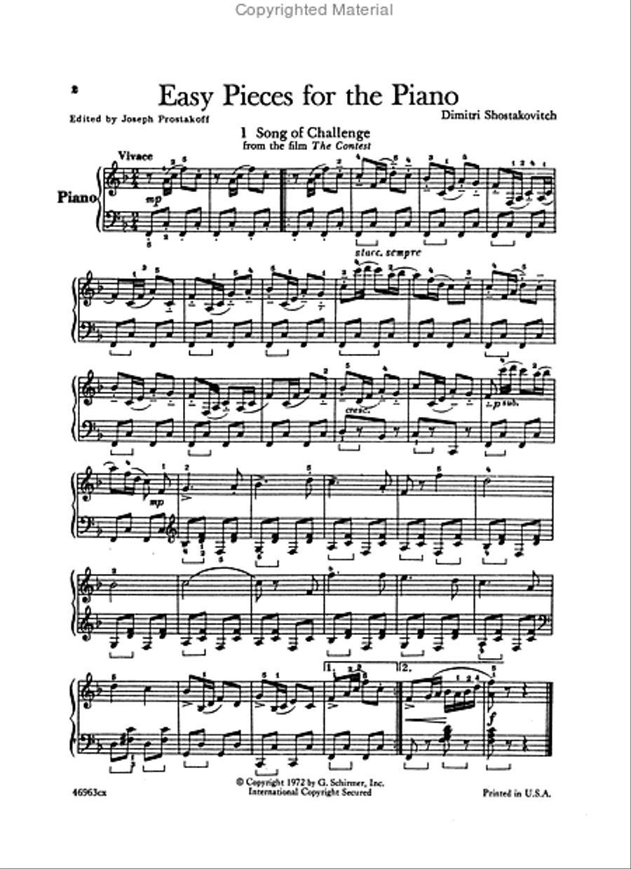 Easy Pieces for the Piano (including 2 Pieces for Piano Duet)