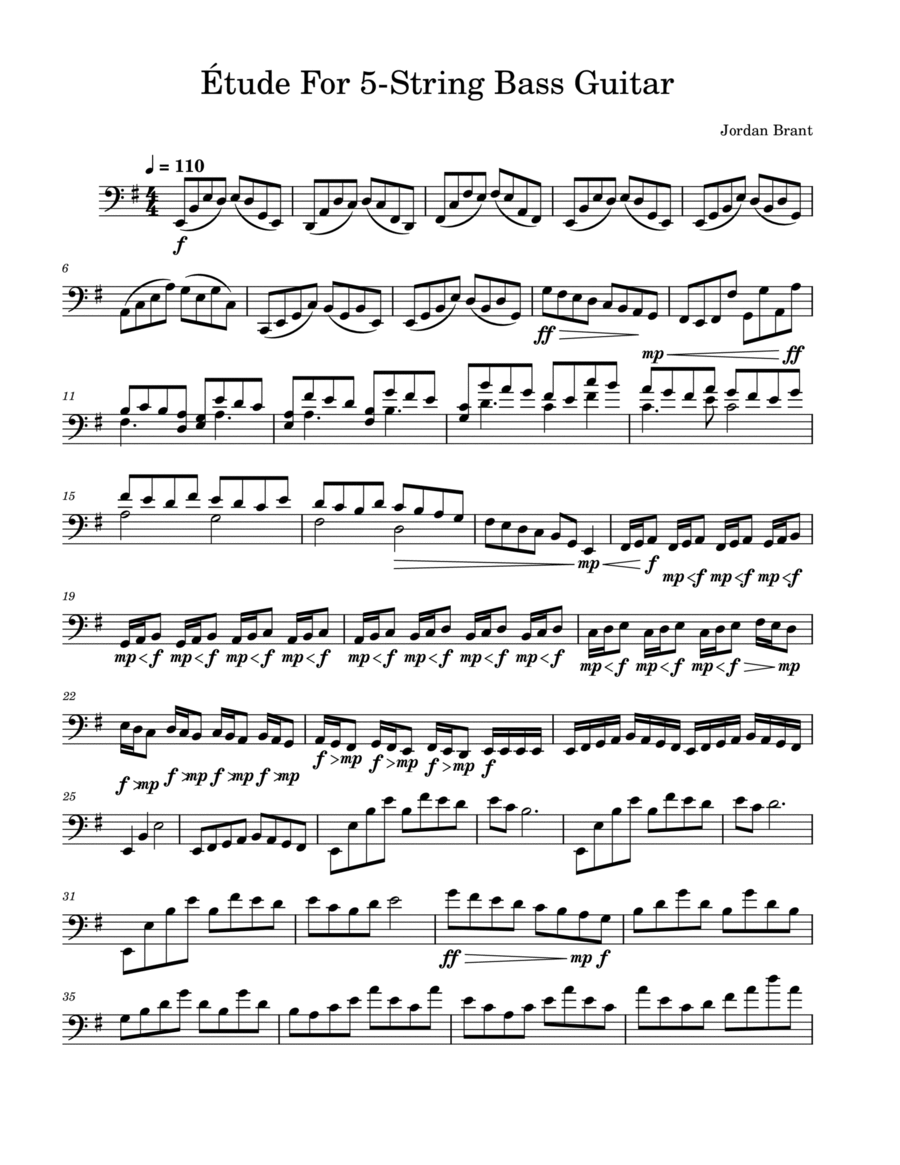 Étude For 5-String Bass Guitar Double Bass scores gallery preview page 1