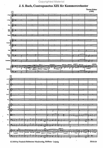 Contrapunctus XIX aus "Die Kunst der Fuge" BWV 1080 / Partitur