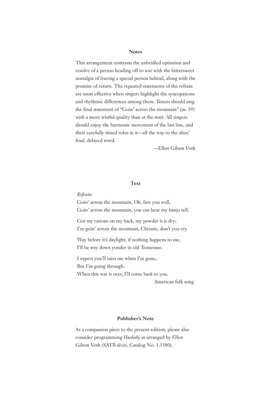 Going Across the Mountain 4-Part scores gallery preview page 1