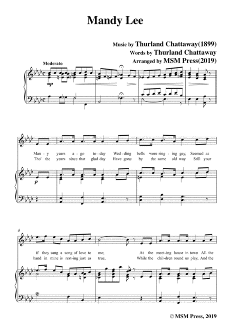 Thurland Chattaway-Mandy Lee,in A flat Major,for Voice and Piano Voice Solo scores gallery preview page 3