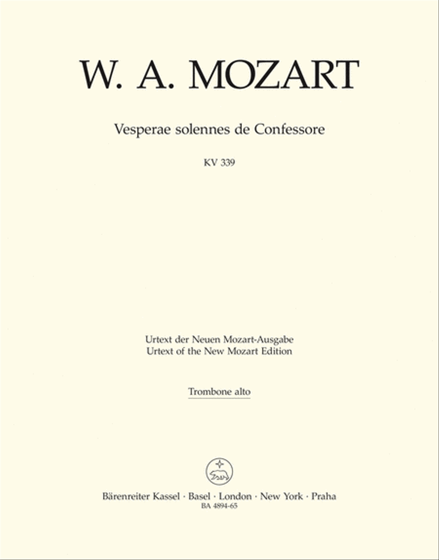 Vesperae solennes de Confessore KV 339 Trombone scores gallery preview page 1