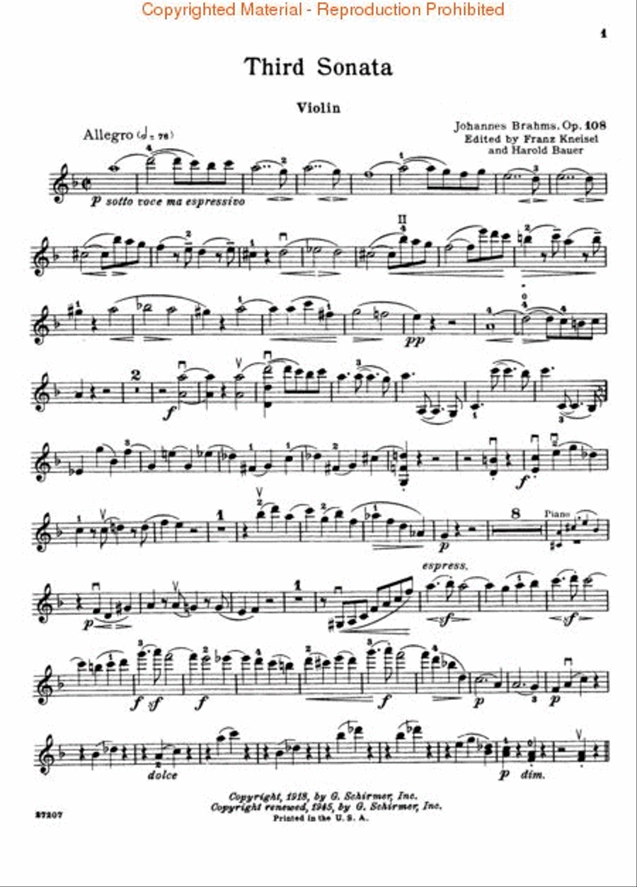 Sonata in D Minor, Op. 108 Violin Solo scores gallery preview page 2