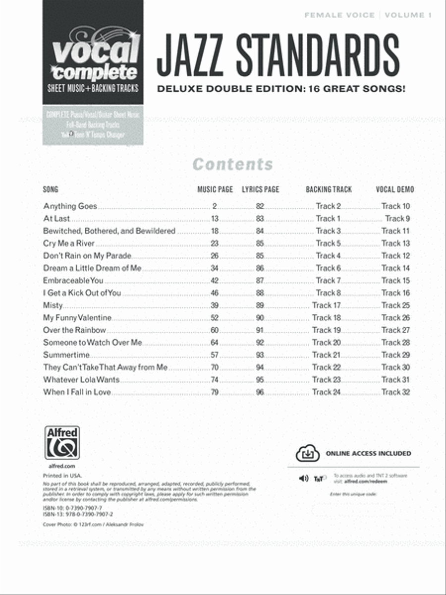 Vocal Complete -- Female Voice Jazz Standards Piano, Vocal, Guitar scores gallery preview page 2