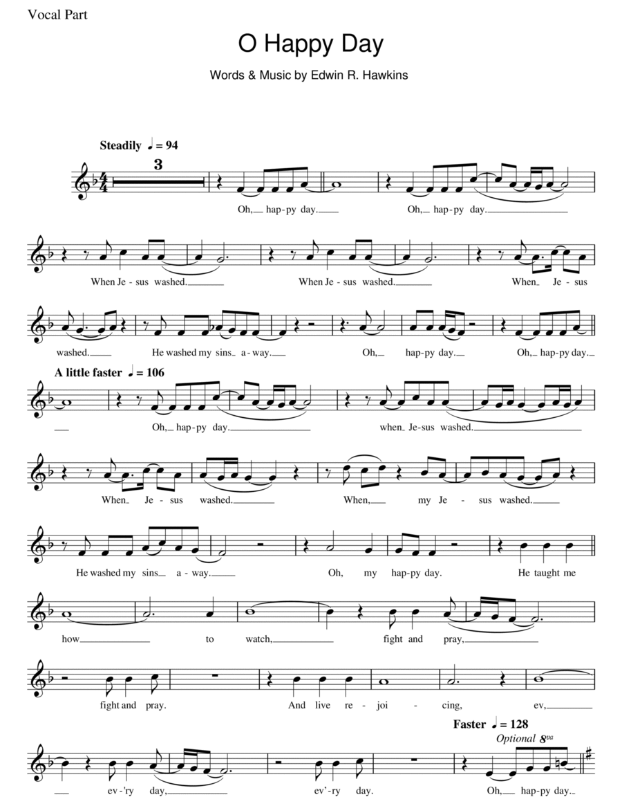 Oh Happy Day Piano scores gallery preview page 1