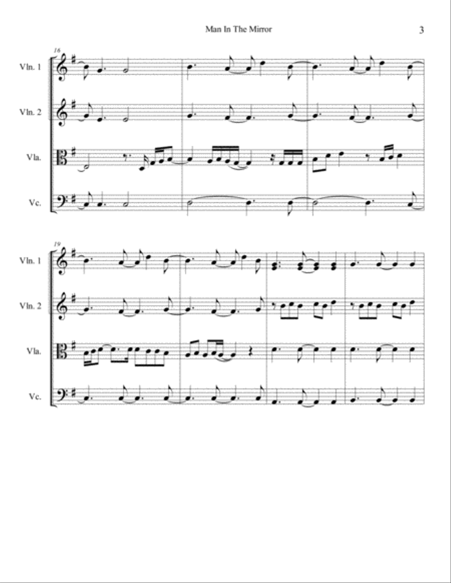 Man In The Mirror String Quartet scores gallery preview page 3