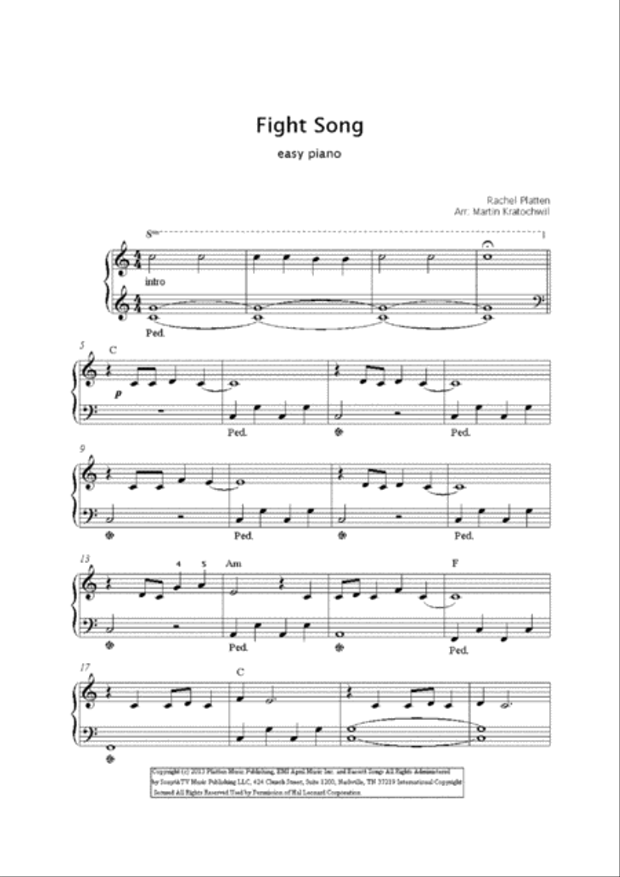 Fight Song Fight Song Easy Piano scores gallery preview page 2