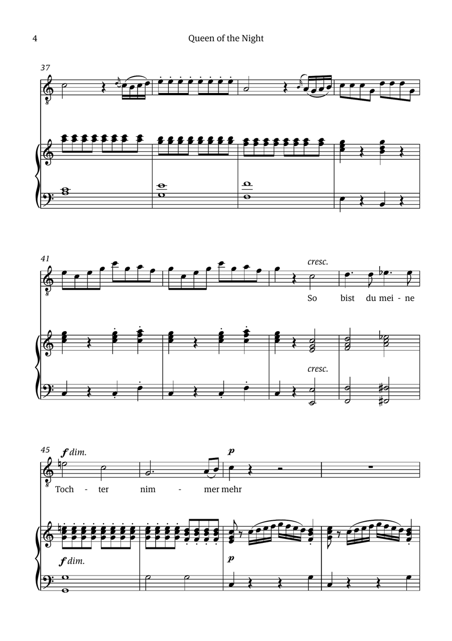 Queen of the Night (aria) - for TENOR in A minor Chamber Music scores gallery preview page 4