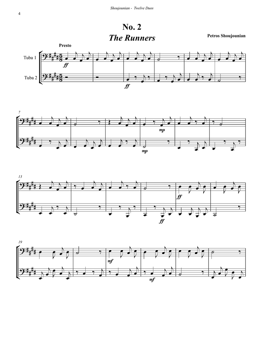 Twelve Duos for Tubas based on Armenian Folk Songs Brass Duet scores gallery preview page 4