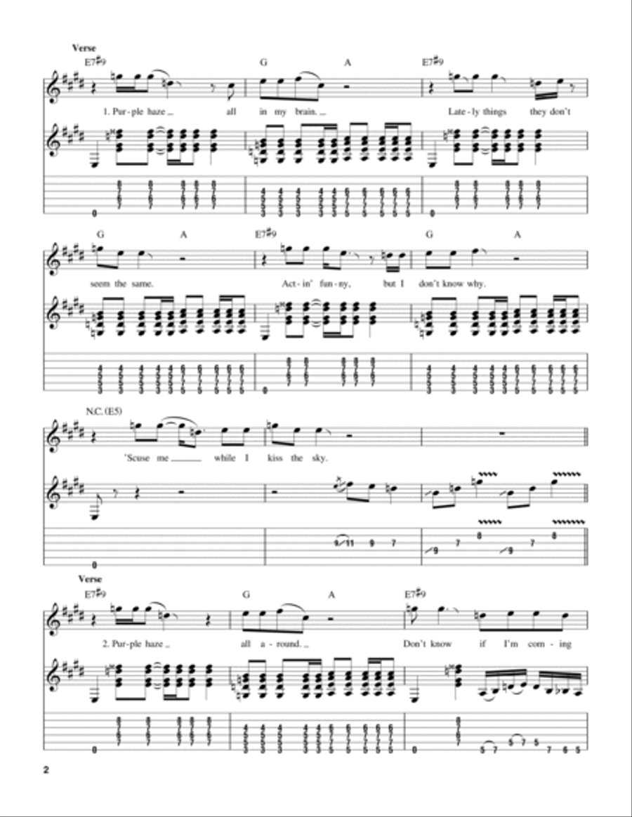 Purple Haze Purple Haze Acoustic Guitar scores gallery preview page 2