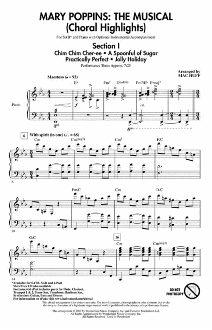 Mary Poppins: The Musical 3-Part scores gallery preview page 2
