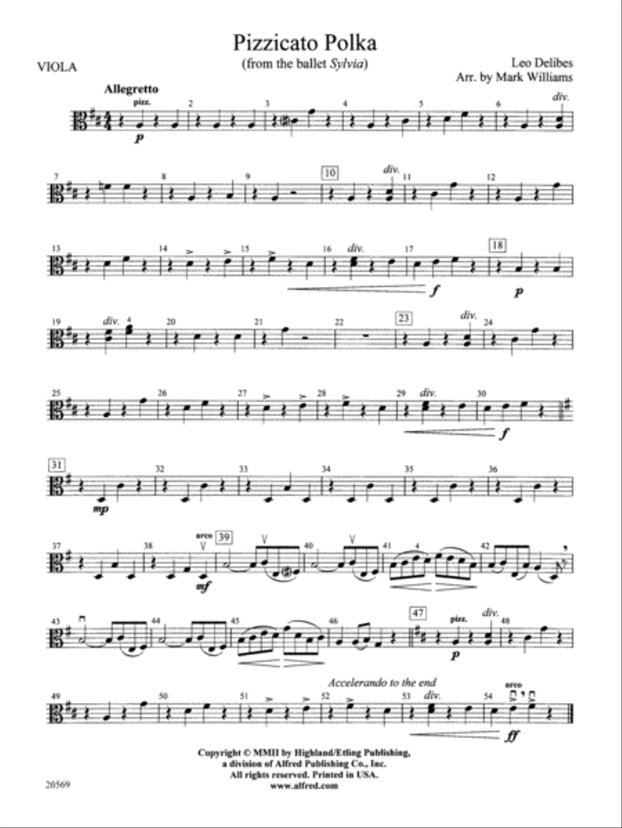 Pizzicato Polka (from the ballet Sylvia): Viola String Orchestra scores gallery preview page 1