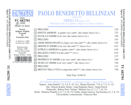 Bellinzani: Opera Vi