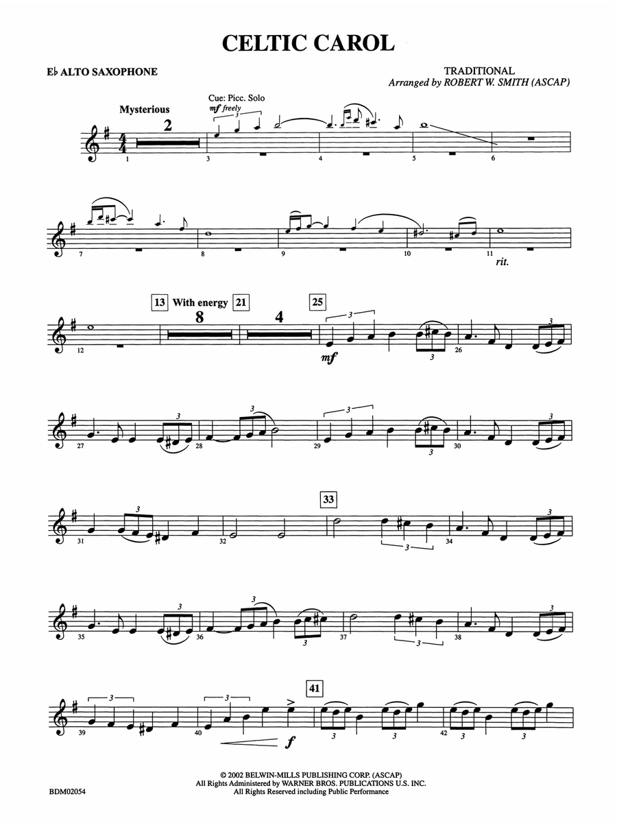 Celtic Carol: E-flat Alto Saxophone