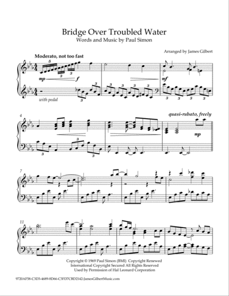 Bridge Over Troubled Water Bridge Over Troubled Water Piano Solo scores gallery preview page 3