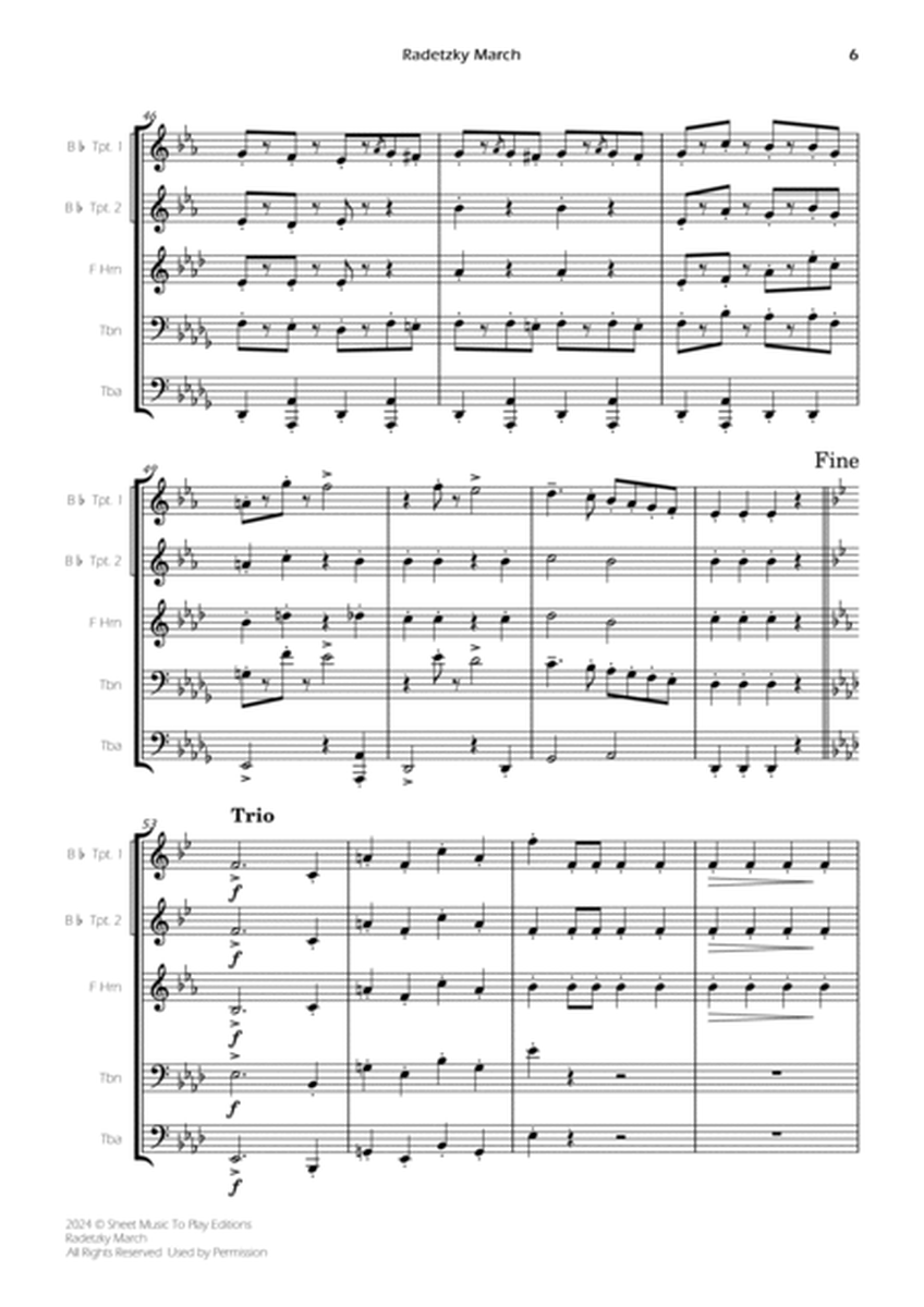 Radetzky March - Brass Quintet (Full Score) - Score Only image number null