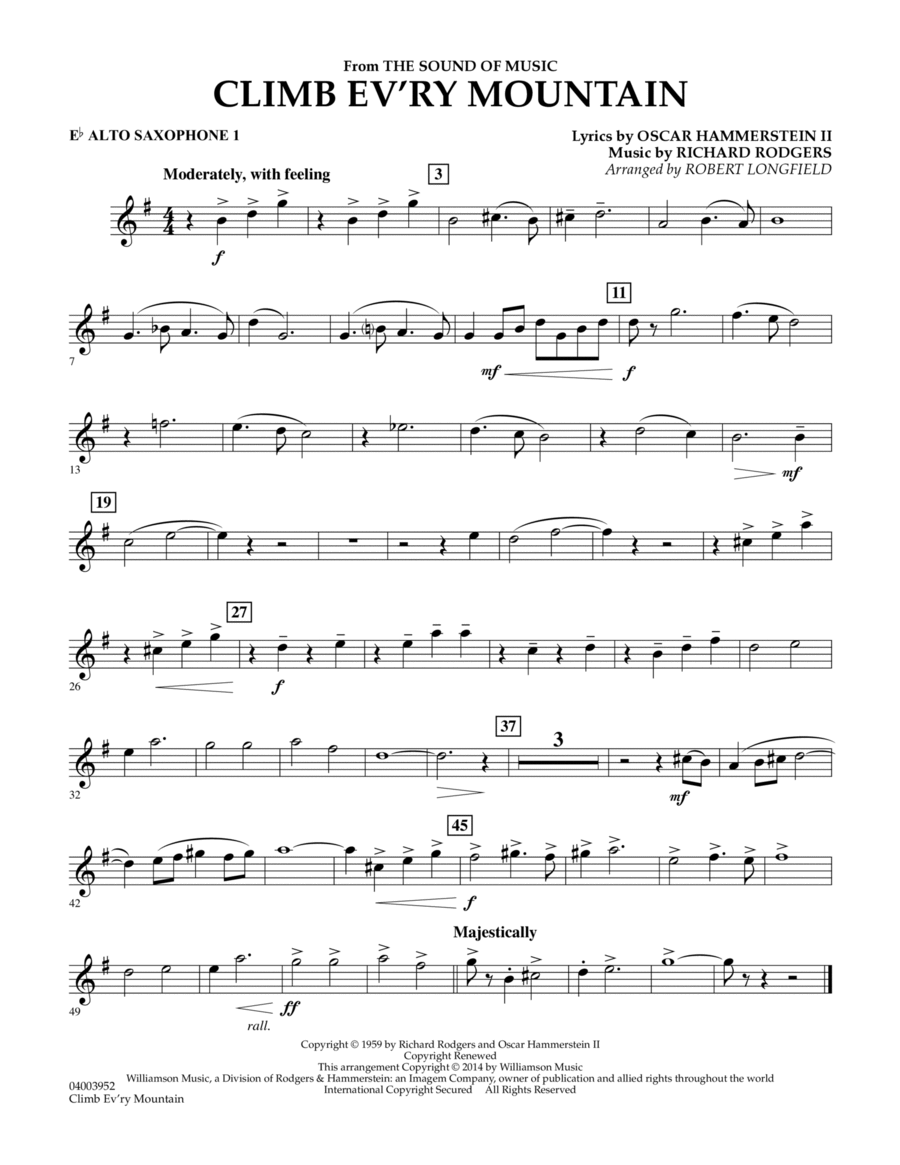 Climb Ev'ry Mountain (from The Sound of Music) - Eb Alto Saxophone 1