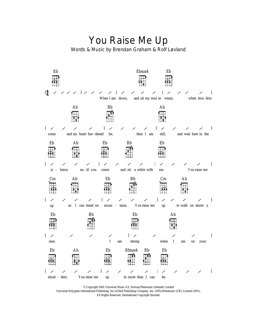You Raise Me Up Ukulele scores gallery preview page 1
