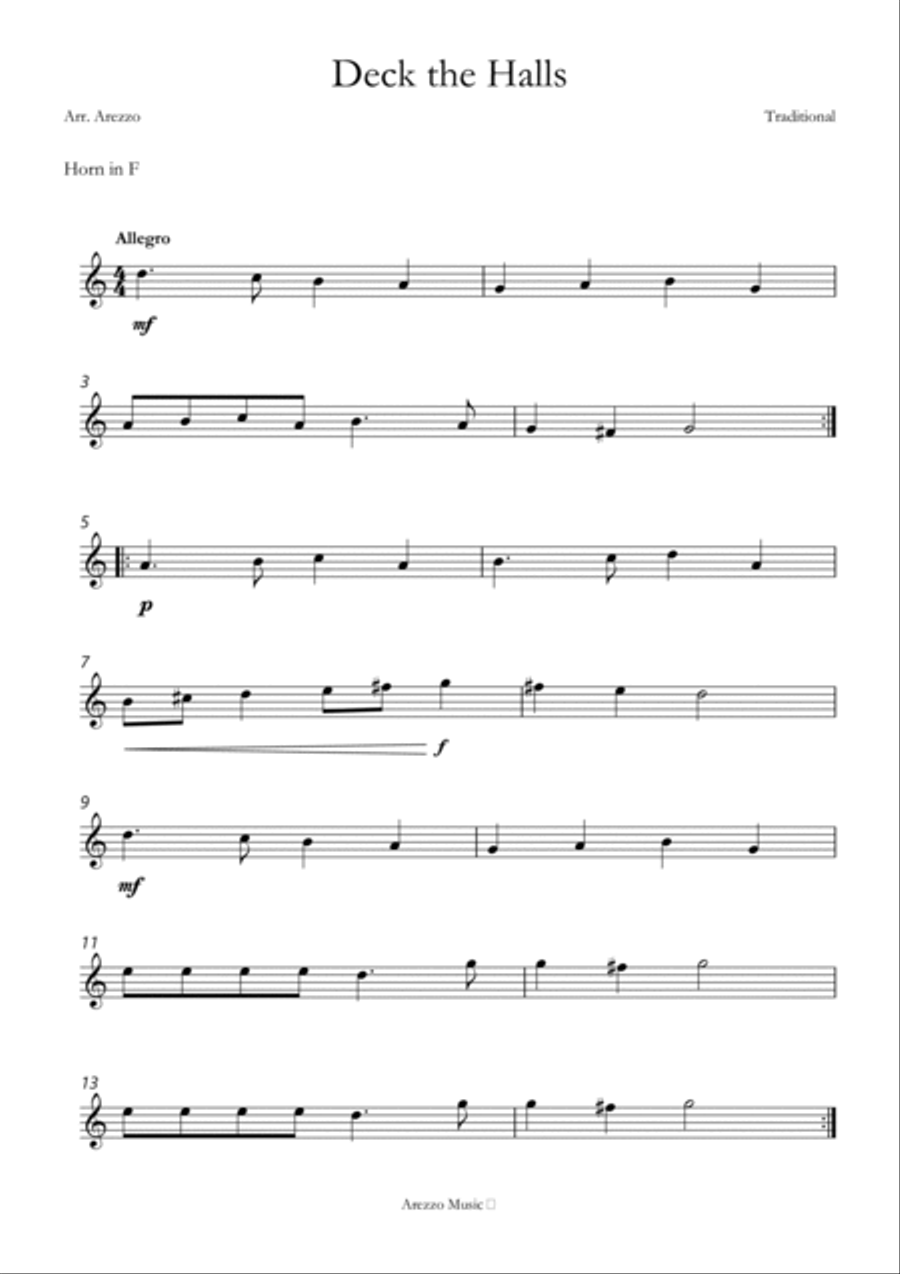 deck the halls easy French Horn and Cello sheet music Horn scores gallery preview page 2