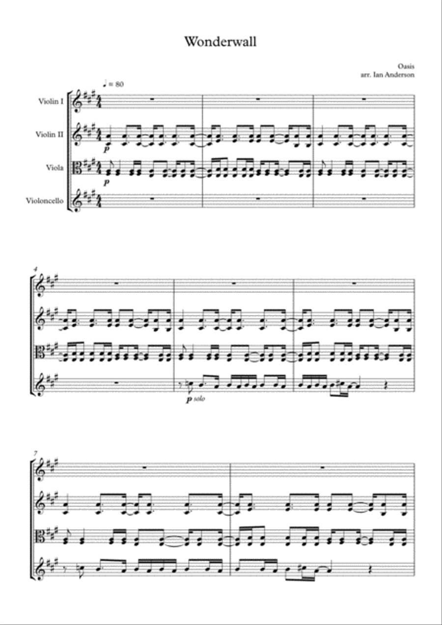 Wonderwall String Quartet scores gallery preview page 1