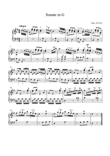 Haydn-Piano Sonata in G major, Hob.XVI.G1(Piano solo) image number null