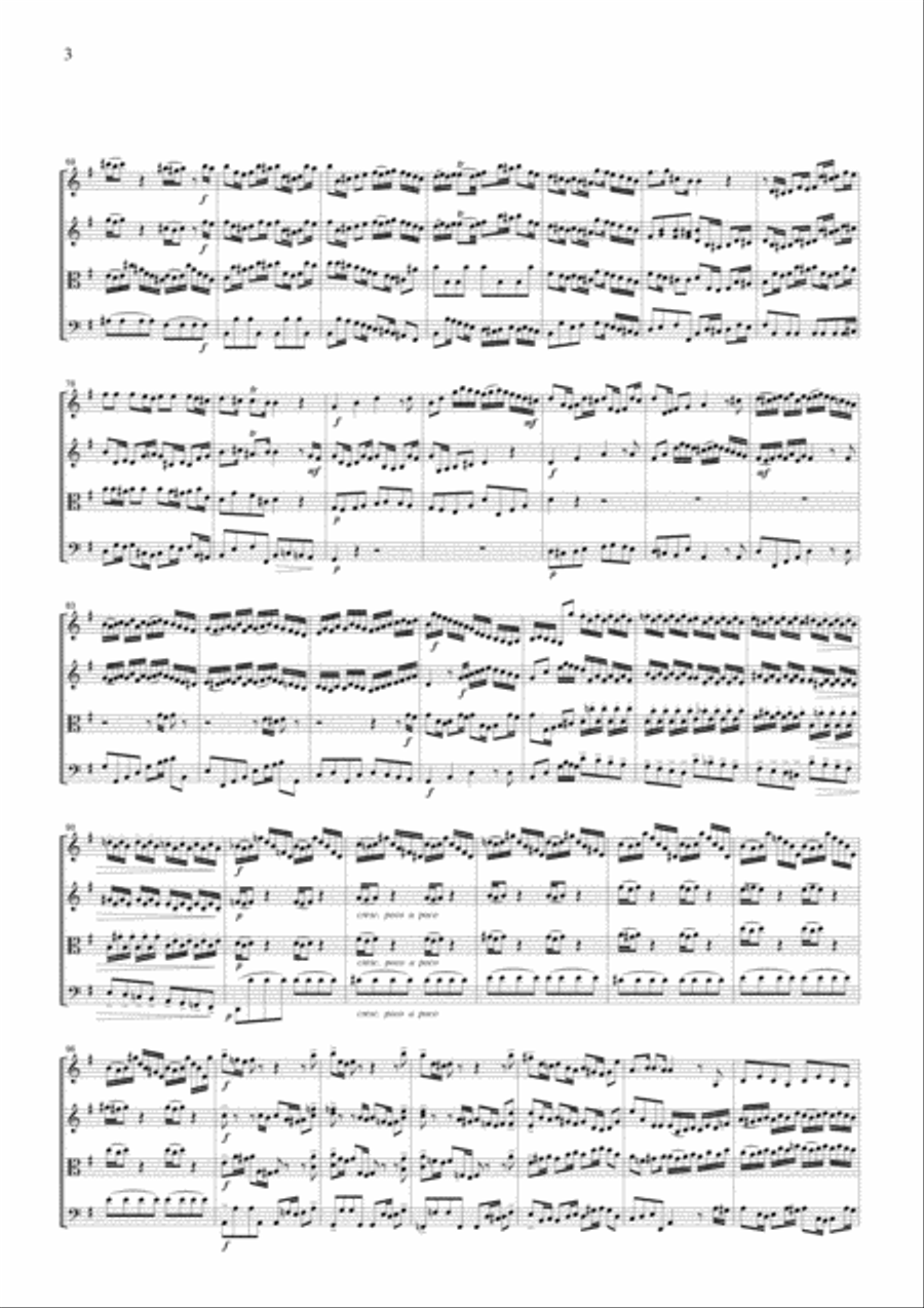 J.S.Bach Brandenburg Concerto No.3, all mvts., BWV1048, for string quartet, CB212 String Quartet scores gallery preview page 3