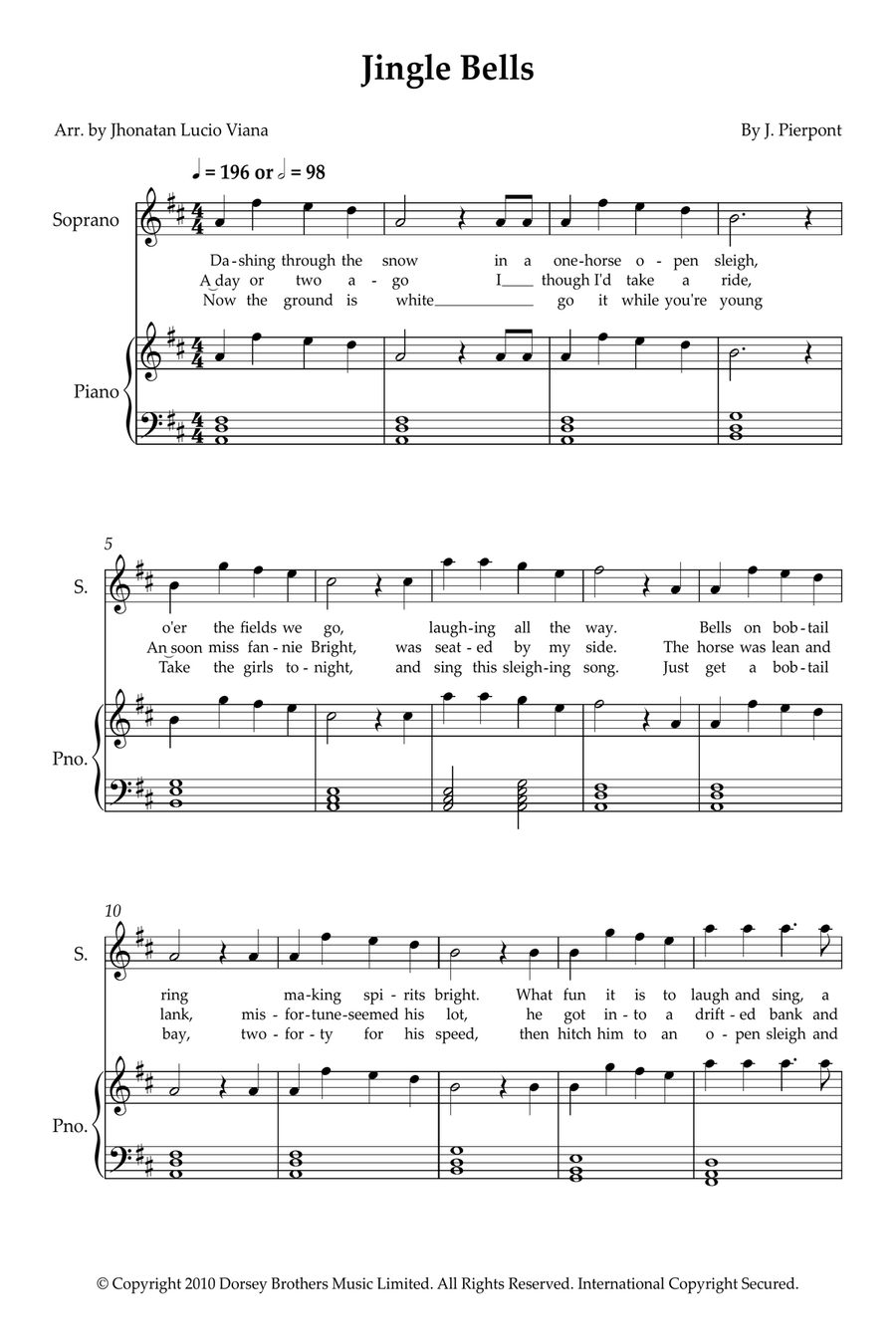 Jingle Bells Soprano Voice scores gallery preview page 1