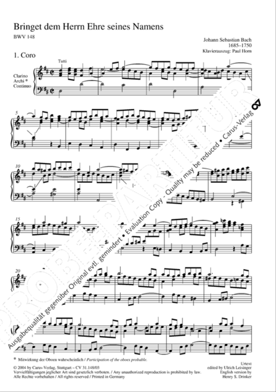 Give to the Lord glory due the Master (Bringet dem Herrn Ehre seines Namens) 4-Part scores gallery preview page 4