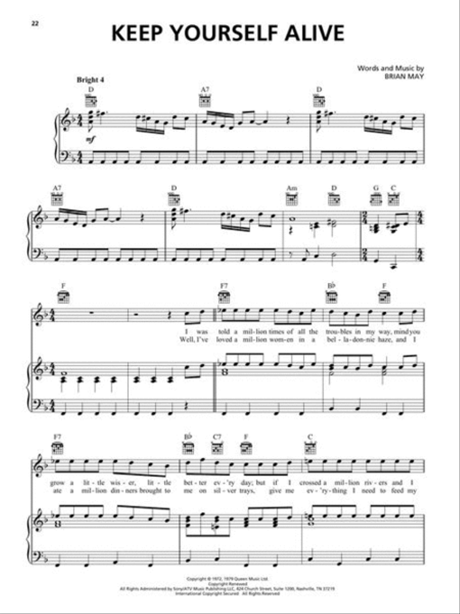 Bohemian Rhapsody Piano, Vocal, Guitar scores gallery preview page 7