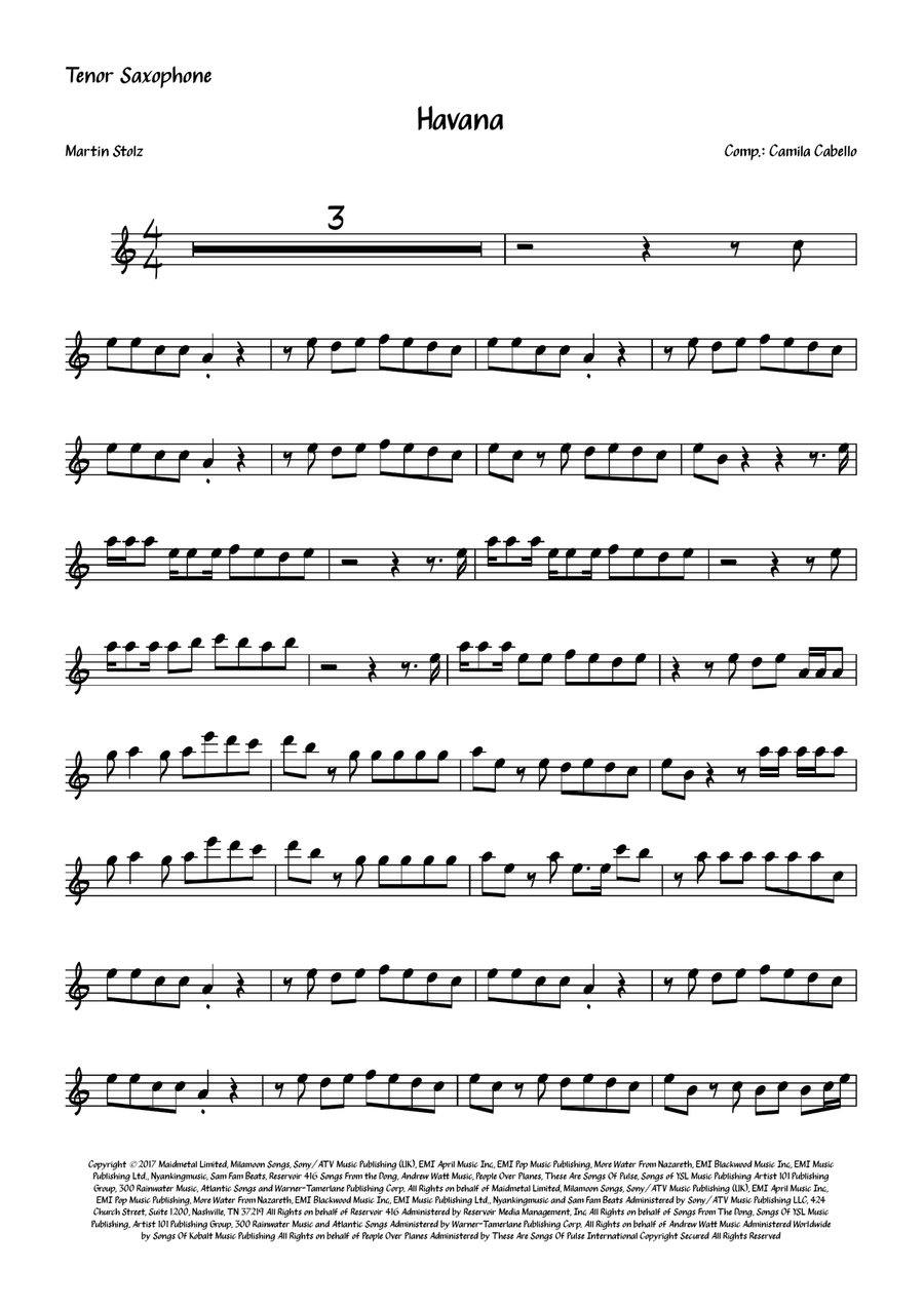 Havana Tenor Saxophone scores gallery preview page 2