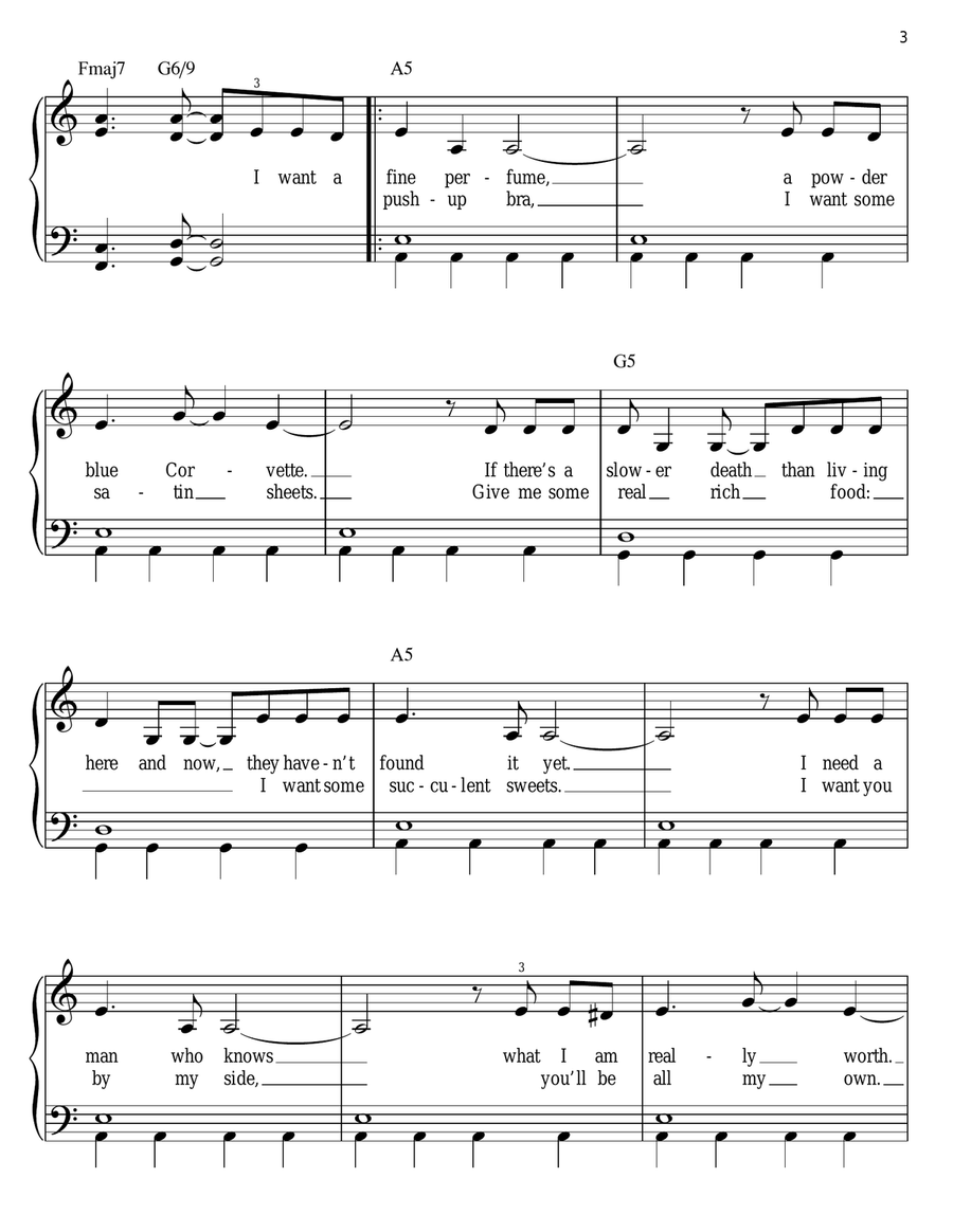 Tire Tracks And Broken Hearts Easy Piano scores gallery preview page 3