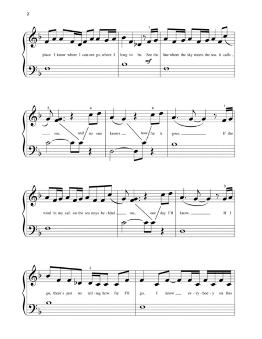 How Far I'll Go (from Moana) Piano Solo scores gallery preview page 2