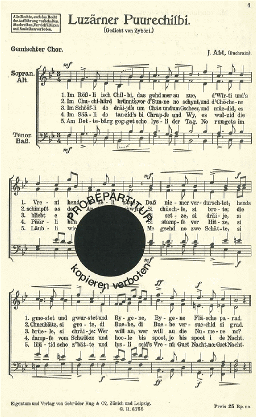 Luzarner Puurechilbi Choir scores gallery preview page 1