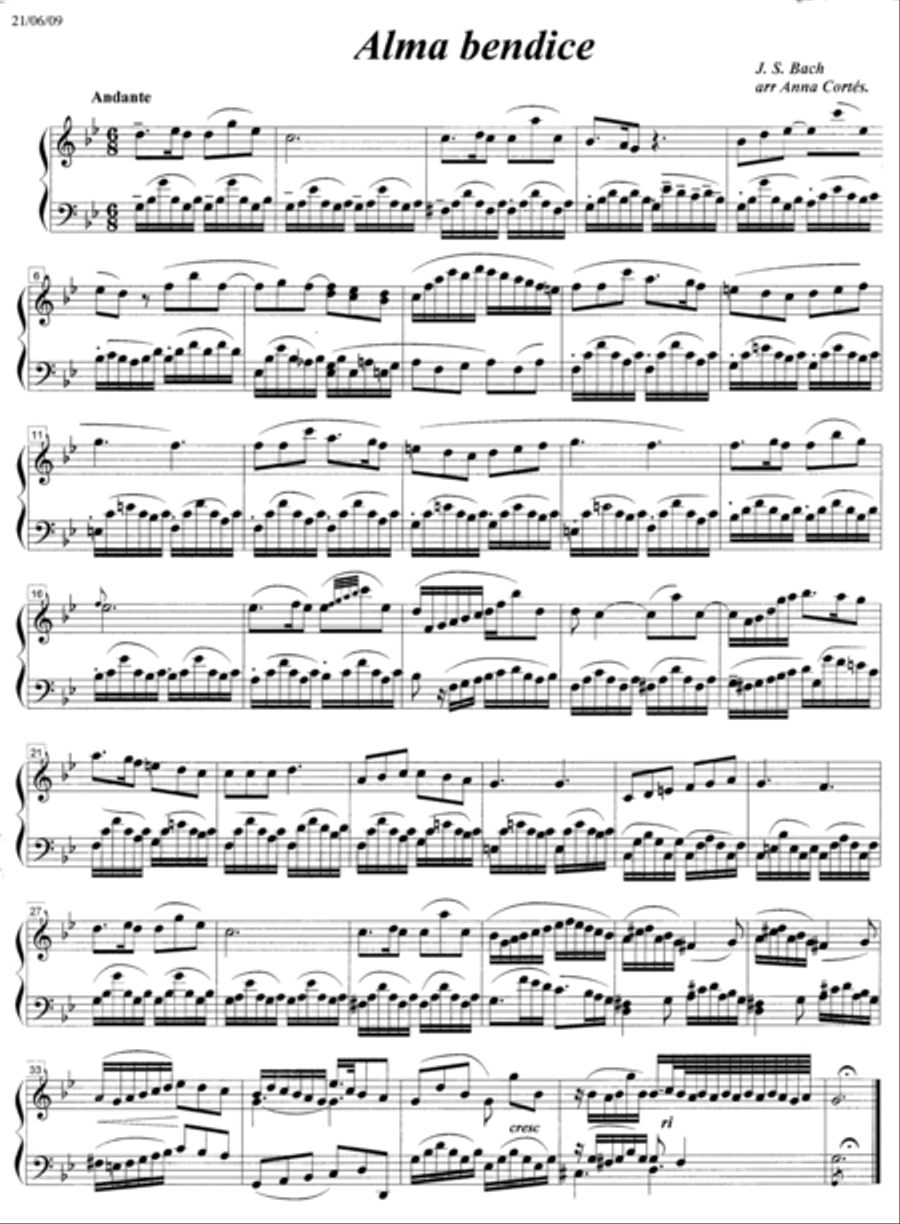 Alma bendice al Señor Rei de Gloria Piano Solo scores gallery preview page 1