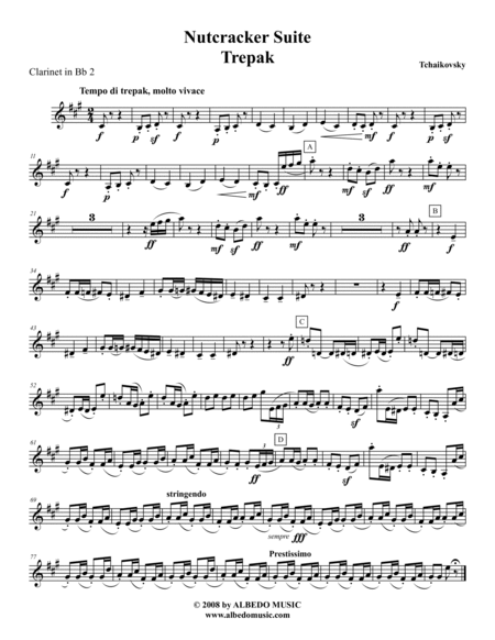Tchaikovsky Nutcracker Suite - Clarinet in Bb 2 (Transposed Part), Op.71a