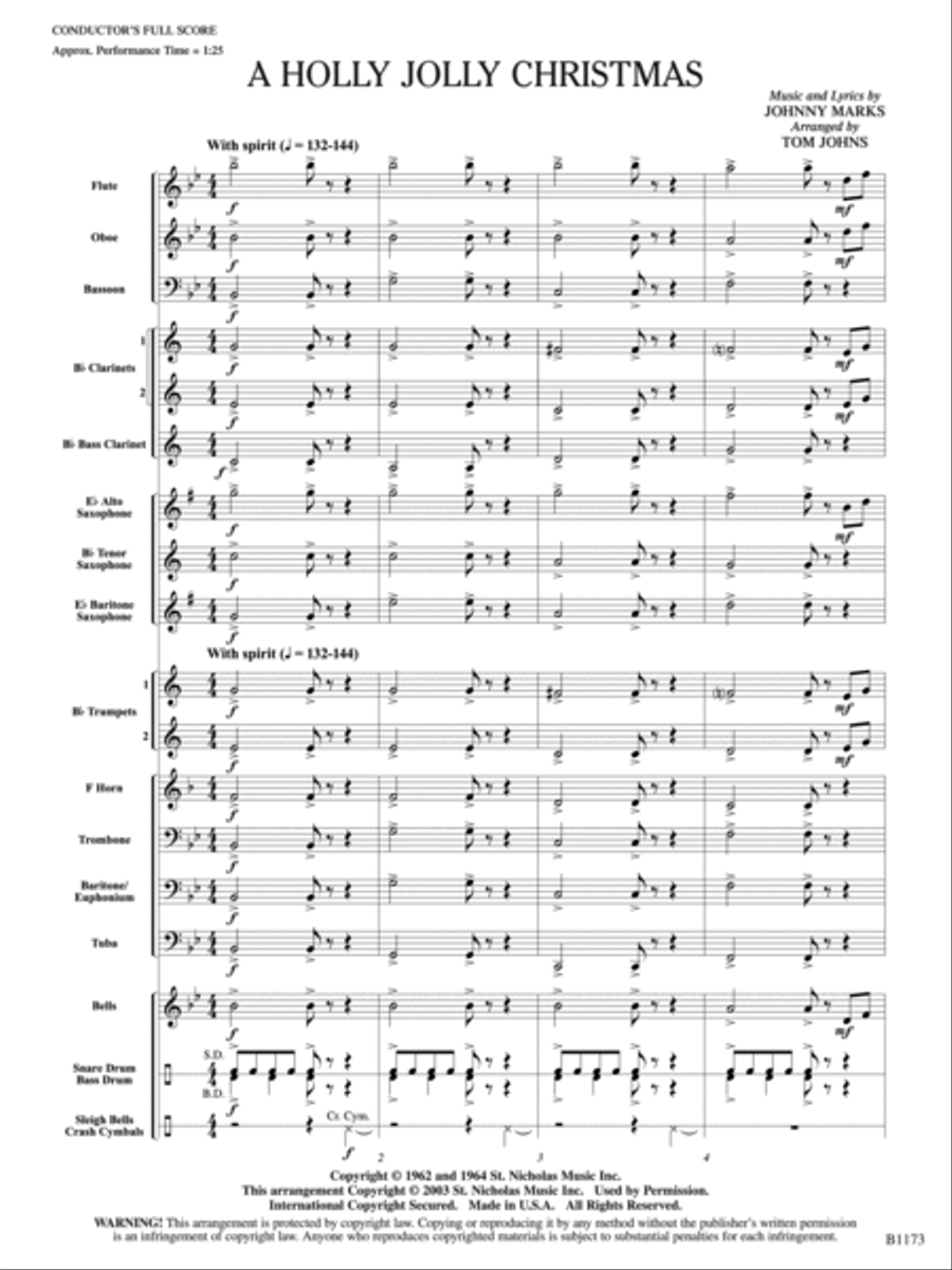 A Holly Jolly Christmas: Score Concert Band scores gallery preview page 3