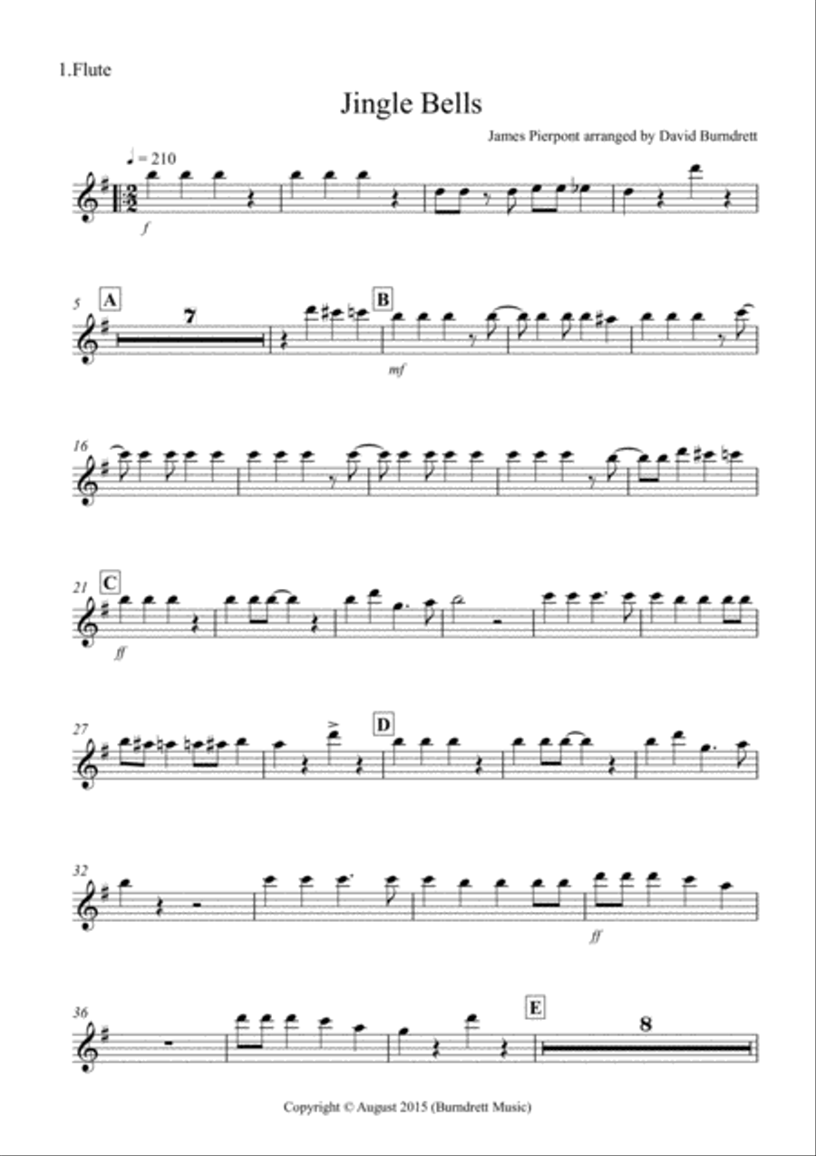 JIngle Bells (Jazzy Style!) for Mixed Trio Large Ensemble scores gallery preview page 6