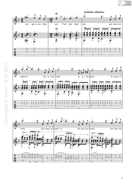 Les Feuilles Mortes (Sheet music for vocals and guitar) image number null