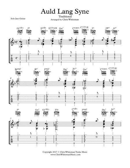 Auld Lang Syne - Jazz Guitar Chord Melody image number null