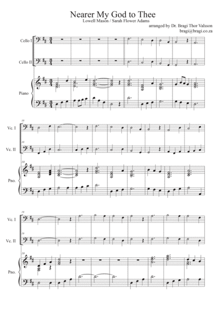 Nearer My God To Thee - Cello duet with Piano accompaniment image number null