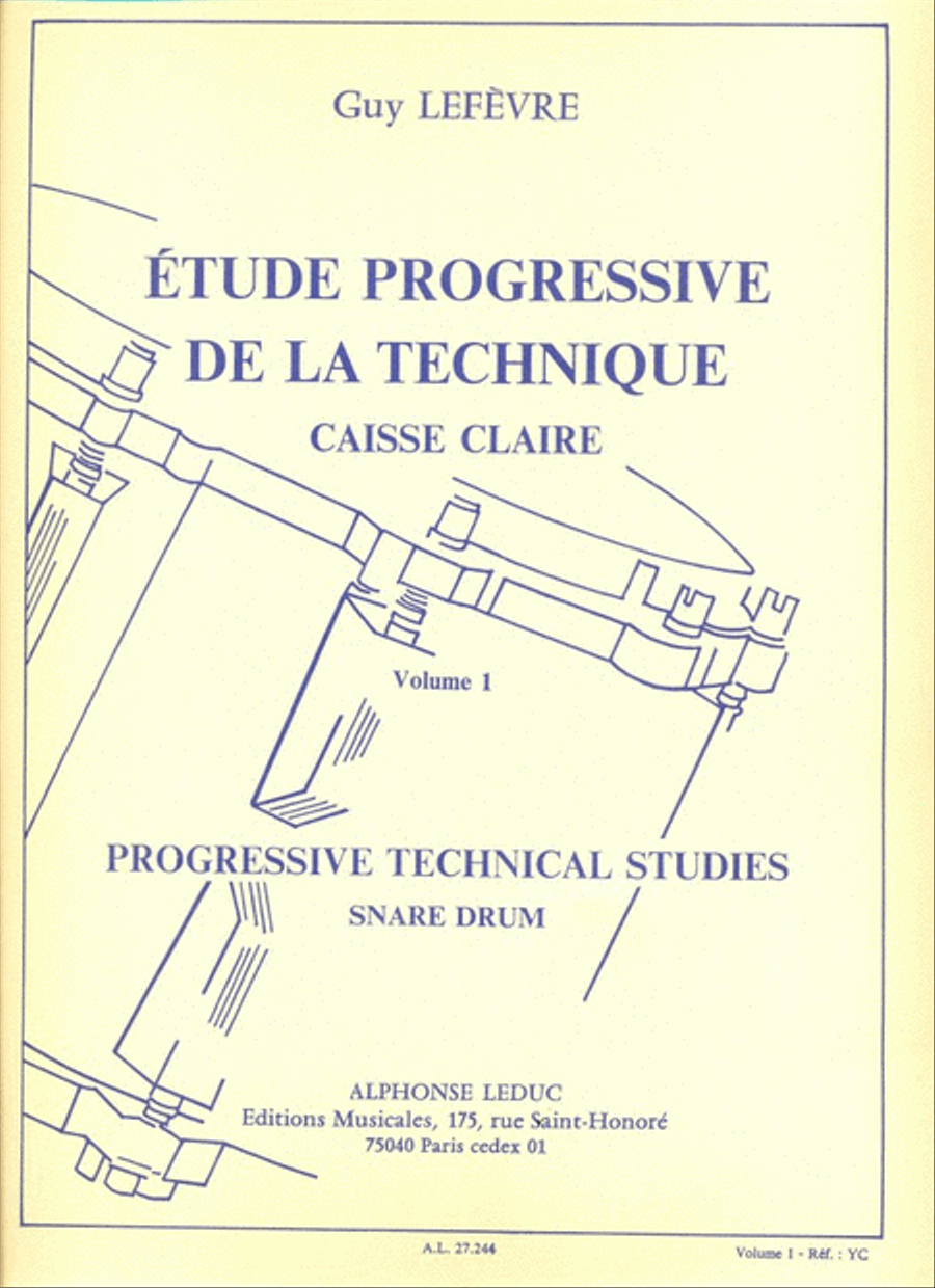 Guy Lefevre - Etude Progressive De La Technique Pour Caisse Claire, Vol. 1 Drums scores gallery preview page 1