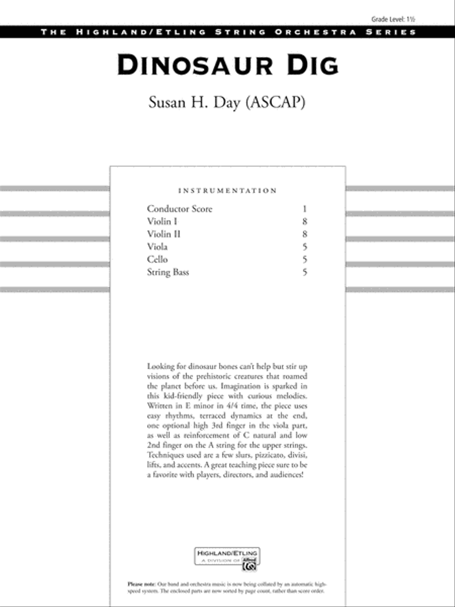 Dinosaur Dig: Score String Orchestra scores gallery preview page 1
