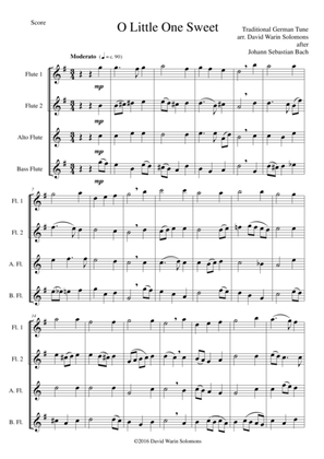 Book cover for O Little One Sweet (O Jesulein süß) for flute quartet (2 flutes, alto flute and bass flute)