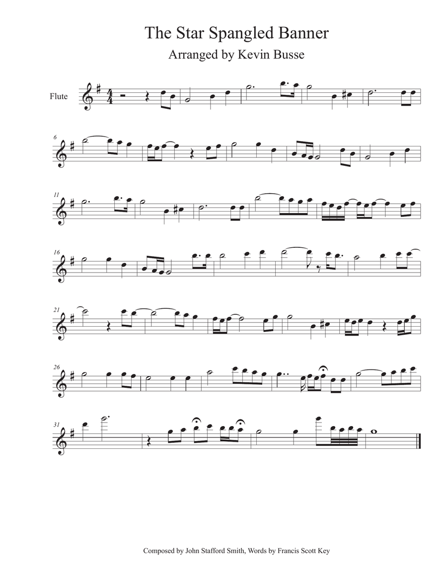 The Star Spangled Banner as performed by P!nk - Flute Flute Solo scores gallery preview page 1