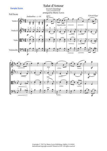 SALUT D'AMOUR String Quartet, Early Intermediate Level for 2 violins, viola and cello image number null