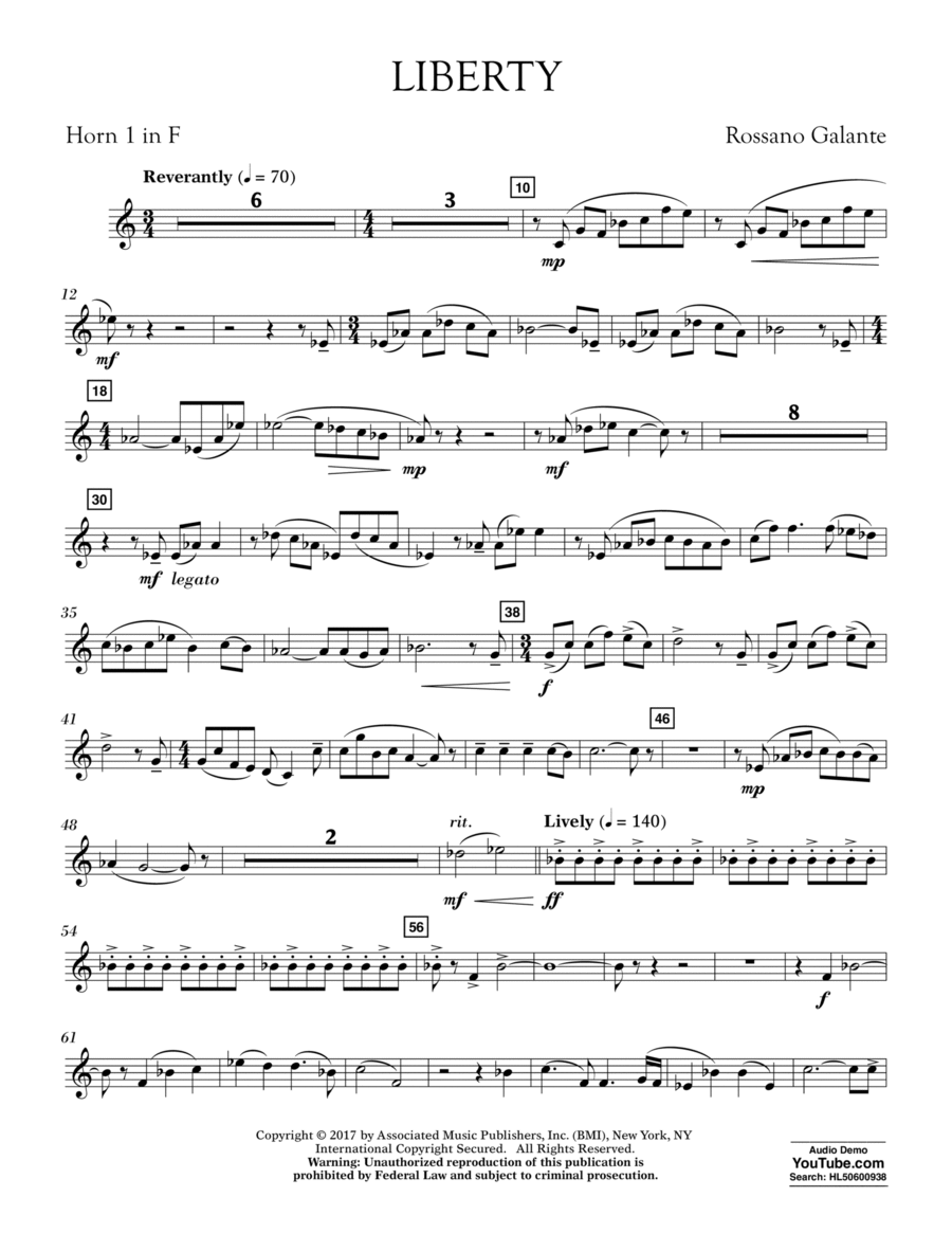 Liberty - Horn 1 in F Horn scores gallery preview page 1