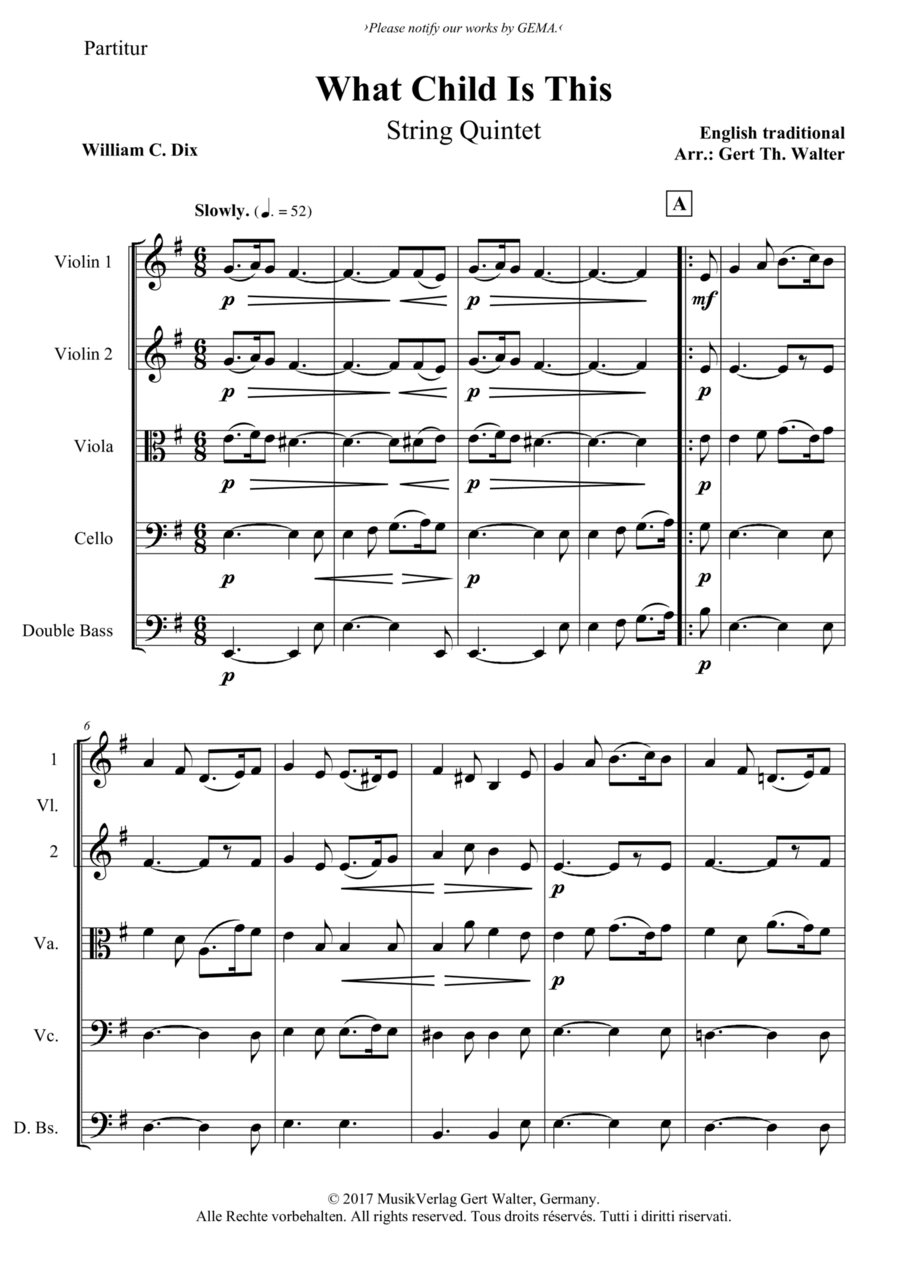 What Child Is This String Quintet scores gallery preview page 1