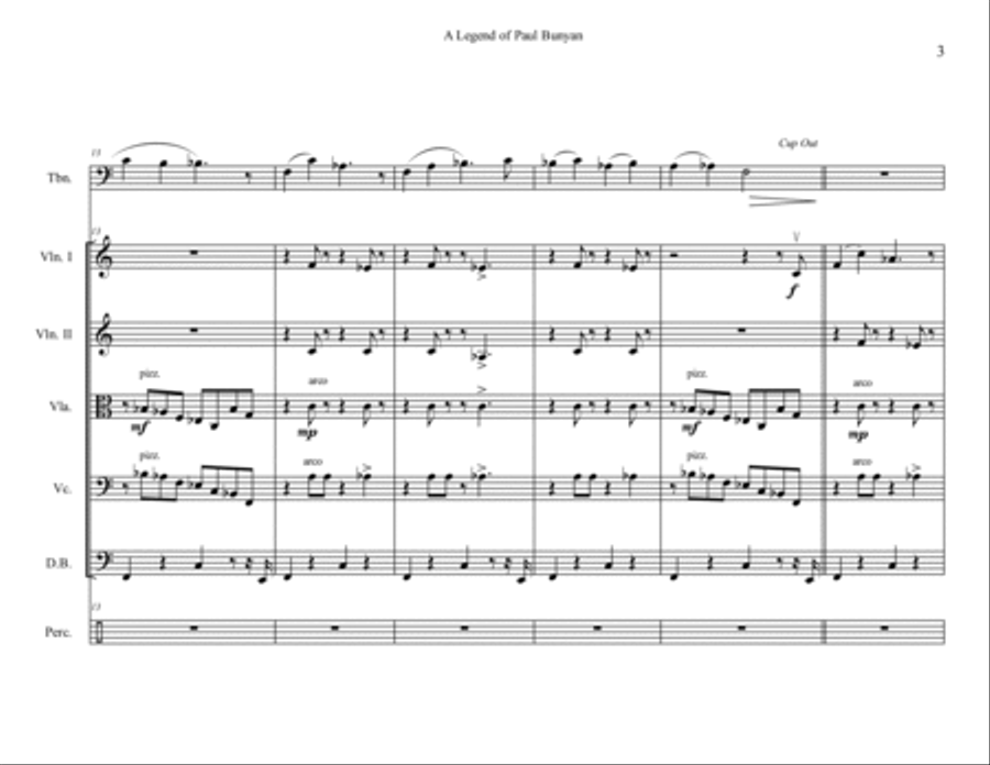 A Legend of Paul Bunyan (Quasi-Concerto for Trombone, Narrator and String Orchestra) String Orchestra scores gallery preview page 5