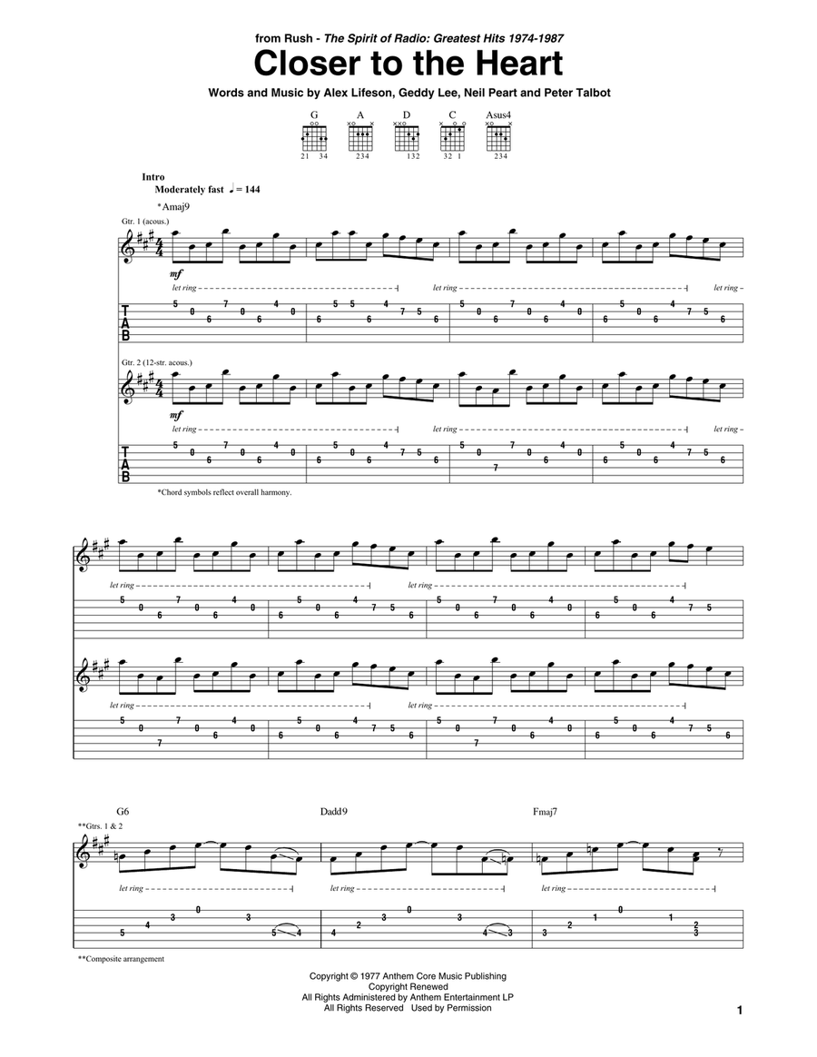 Closer To The Heart Closer To The Heart Acoustic Guitar scores gallery preview page 1
