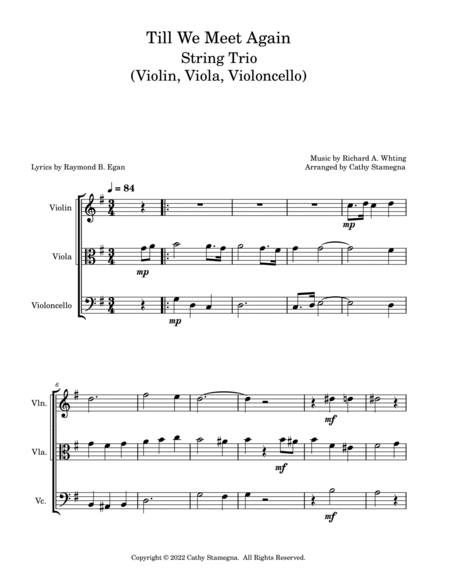 Till We Meet Again - String Trio (Violin, Viola, Violoncello) image number null
